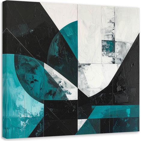 Quadro su tela, Astrattismo geometrico turchese, 40x40 (1/5)