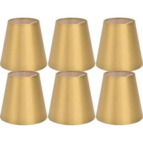 6 pièces E14 abat-jour tissu abat-jour lampe de Table plafonnier abat-jour pour chambre salon or PX153 (1/5)