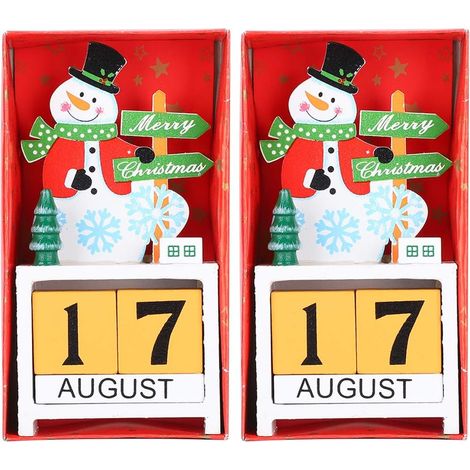 2 Set Calendrier de l'Avent de Noël, Calendrier du compte à rebours de Noël Ornement de l'Avent Tables artisanales en bois Étagères Décoration de vacances (1/5)