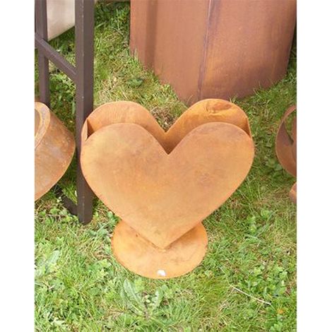 Cœur à Planter en Métal Aspect Rouille Décoration Vintage Jardin et Maison 30 x 30 cm - PANGIVO