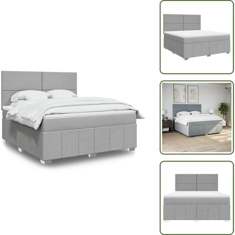 Sommier à lattes de lit avec matelas Gris clair 180x200cm Tissu - Sommier À Lattes De Lit - Sommiers À Lattes De Lit - Lit - Meuble De Chambre À Coucher (1/5)