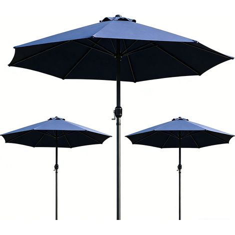 3er-Set  sonnenschirm Gartenschirm Marktschirm Doppelsonnenschirm Terrassenschirm mit Handkurbel Blau Oval 460 x 270 x 240 cm