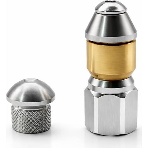 Paquet de 2 pièces Buse Rotative pour Nettoyeur Haute Pression, Déboucheur de Canalisation en Acier Inoxydable, Tête de Nettoyage de Tuyau avec Filetage 1/8" IG pour un Drainage Efficace (1/5)