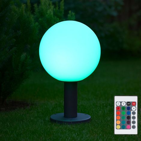 Garten Sockelleuchte Außenbeleuchtung Außen Außenlampe Stehlampe, Alu Glas, Fernbedienung dimmbar, 1x RGB LED 8,5W 806Lm, DxH 25x38 cm (1/5)