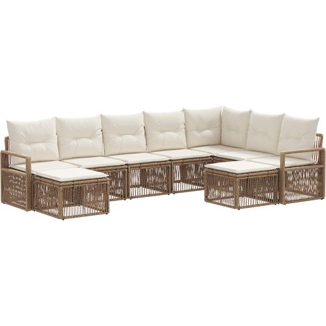 Gartensofa-set 9 pcs Beige Poly-Rattan vidaXL