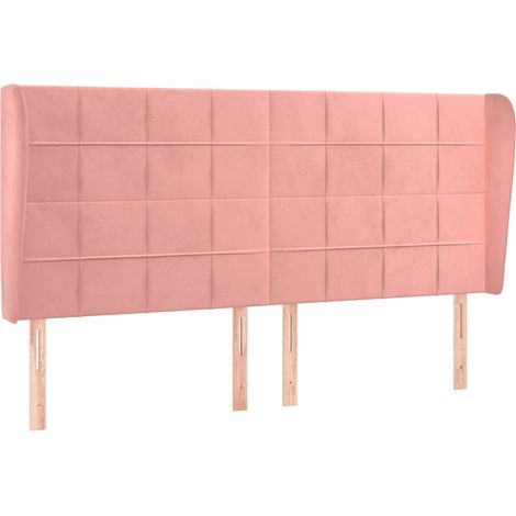 Testiera  Testata del letto ad Orecchio Rosa 163x23x118/128 cm in Velluto (1/5)