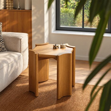 Table d'appoint en mindi carré 53 cm (1/5)