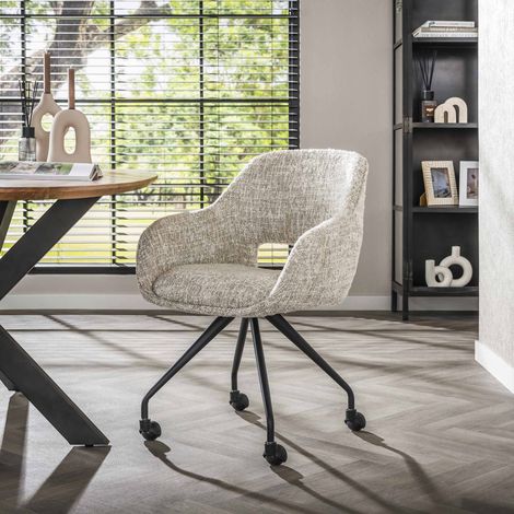Esszimmerstuhl Mit Rollen Springo Rotatable Eagle Fabric Cream