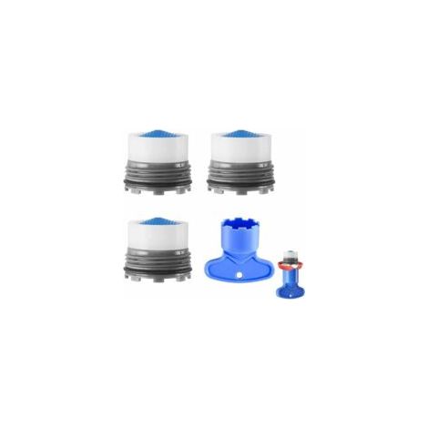 Aireador de grifo M18.5, 3 piezas, inserto de boquilla de grifo de cocina con rosca externa, ahorrador de agua para grifo con 1 llave para grifo, azul - Crezuo (1/3)