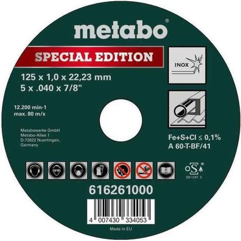 Metabo 616261000 x 25 125mm Special Edition Stainless Steel Cutting Discs
