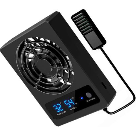 Thermostat hygromètre pour réservoir de reptiles avec ventilateur, thermomètre numérique, jauge d'humidité, pince réglable, serpent, dragon barbu, Gecko, Terrarium pour animaux de compagnie (1/5)