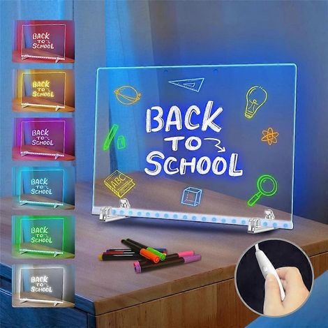 Tableau lumineux LED RGB 40x30cm - Tableau noir effaçable en acrylique pour écrire et écrire, avec commande par bouton, cadeau idéal pour les enfants (1/5)