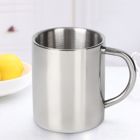 Mug isotherme de voyage en acier inoxydable à double paroi de 300 ml, idéal pour le café, le thé ou le lait. (1/5)