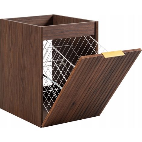 Meuble bas de salle de bain avec panier à linge FLOW noyer foncé 40 cm (1/5)
