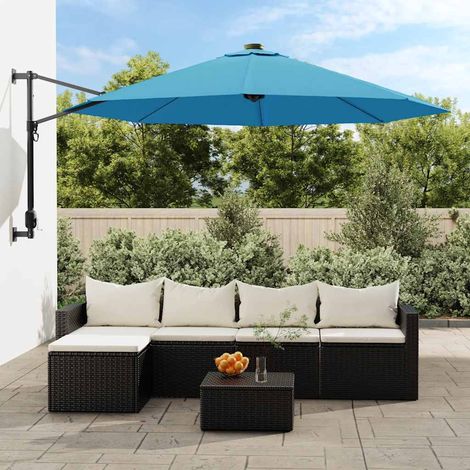 vidaXL Sombrilla de pared con LED verde azul mar 290 cm (1/5)