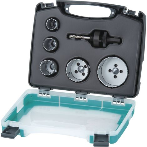 wolfcraft - Set di seghe a tazza BiM "Elettricità e idraulica" - Diam. 25, 29, 35, 51, 68 mm - Profondità di taglio 40 mm - cod. 3498000