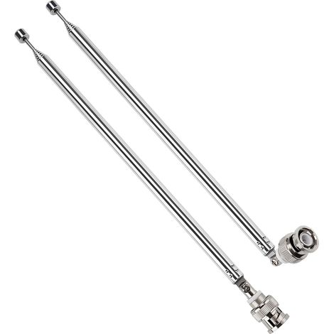 2 Pieces 100cm 7 Sections Telescopic Antenna, Portable FM Telescopic Antenna, Portable FM Radio Antennas, with BNC Connector, for TV Dab AM/FM Stereo Reception