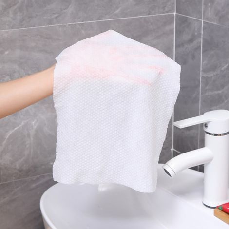 Lot de 100 serviettes compressées à usage unique, portables, en coton, pour le visage, le maquillage et les activités de plein air. (1/5)