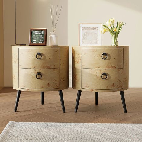 Lot de 2 Table de Chevet, Armoire de Chevet avec 2 Tiroirs,47x47x55cm,Meuble de Rangement Chambre à Coucher Maison,Bois de Pin Massif (1/5)
