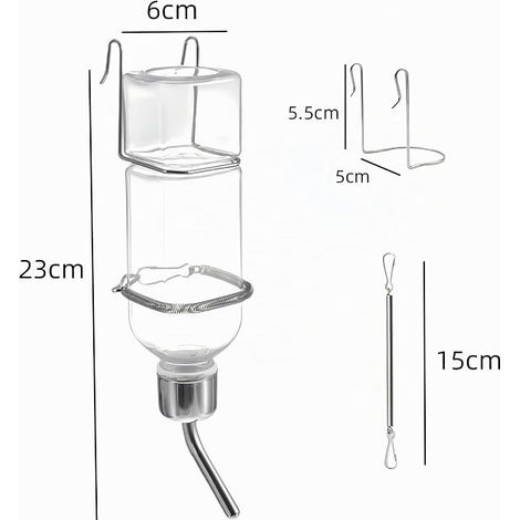 bouteilles avec support, bouteille d'eau pour lapin, hamster, chinchilla, pour lapins, cochons d'Inde (350 ml) (1/4)