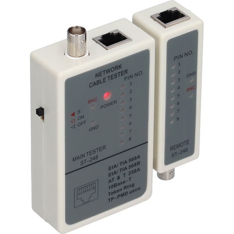 248 Kabeltester mit automatischer Scanfunktion für RJ45, RJ12 und RJ11 Netzwerkkabel, Detektor und Tracker, 9 V DC (1/5)