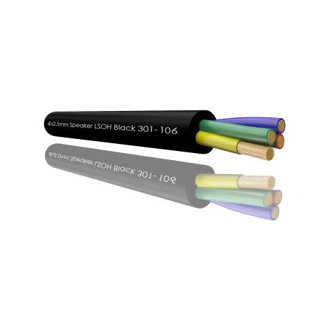 Câble haut-parleur RS PRO, 4 conducteurs, 2,5 mm², gaine Noir ( Prix pour Bobine de 100 )