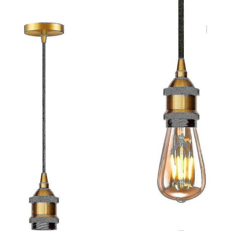 Douille E27, support de suspension E27 pour lustre, avec câble tressé de 1,5 m, pour ampoule E27, suspension rétro Edison, pour restaurant