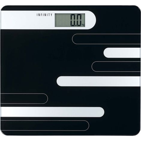 Bilancia digitale da bagno, capacità 180 kg, nero/argento