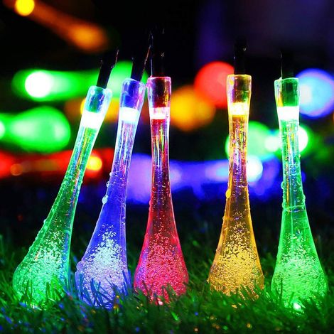 Couleur 7 mètres 50 lumières LED Solaires Chaîne de Lumière, LED Solaire Goutte D'eau Chaîne de Lumière pour Fête de Noël Jardin Arbre Décoratif (1/5)