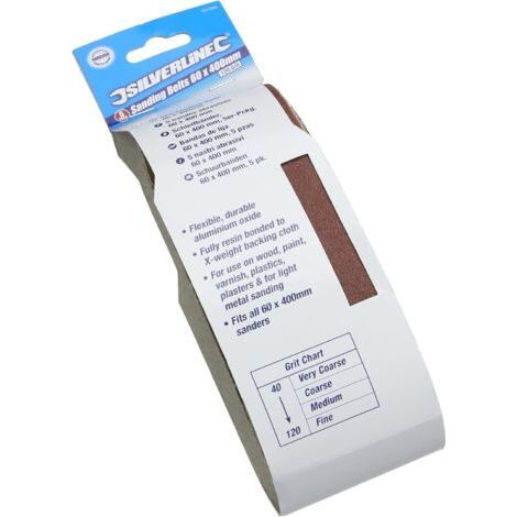 5 - Bande abrasive - Corindon - Grain 120 - Pour bois métal plâtre - Flexible - 60x400 mm