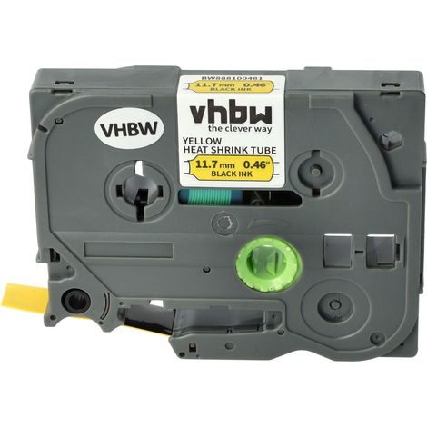 vhbw Label Tape compatible with Brother PT H300LI, H500 Label Printer 1.5m x 11.7 mm, Black on Yellow, Heat Shrink Tape (1/4)