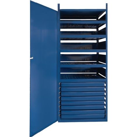 Schrank m.Tür LOGS 145 H1550xB540xT390mm 8 Schubl.5 Fbd.blau RAL LOGS - LOGS 145 RAL 5022 (1/2)