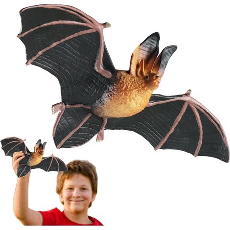 Jouet figurine chauve-souris Simuler des modèles d'animaux chauve-souris,Modèles de jouets de mammifères chauve-souris Sculptures d'animaux sauvages pour les décorations d'Halloween de fête - (1/5)