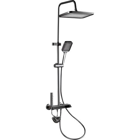 Colonne de Douche Thermostatique 4 en 1 - Ensemble avec Écran LED et Touches Piano, Grand Pommeau Pluie Carré, Douchette Bidet et Étagère (1/5)