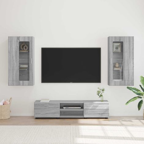 vidaXL Ensemble meuble TV FLORIN 3 pcs Gris Sonoma Bois d'ingénierie