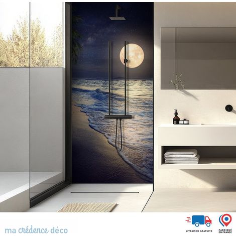 Panneau de douche : Plage illumine lune - Alu composite - 90 - 245 (1/3)
