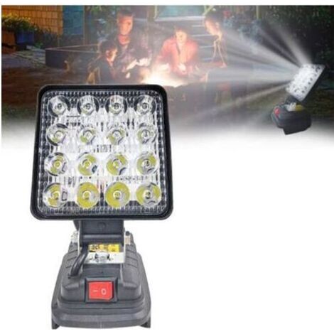 Lampe pour Makita 18 V, batterie de lampe de travail LED 27 W, batterie de projecteur LED multifonction, lampe de chantier portable, lampe de poche pour batterie lithium-ion Makita 18 V. (1/5)