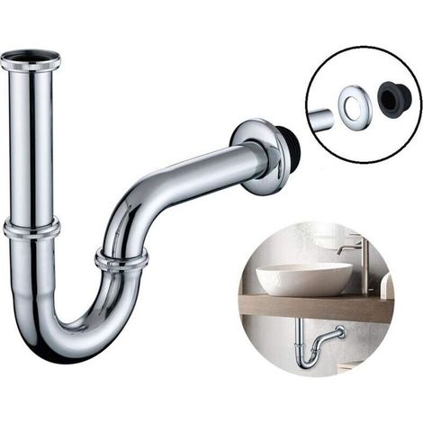 Universal Siphon für Waschbecken Rhrengeruchsverschluss in 1 1/4 x 32 mm Rhrensiphon Edelstahl für Waschtisch Geruchsverschluss hhenverstellbar mit Wandrosette (1/5)