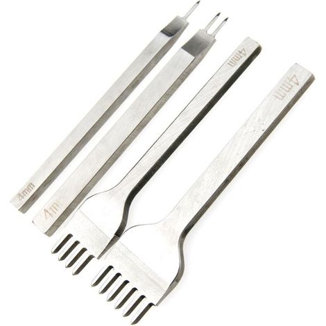 MINKUROW 4-teiliges Locher-Werkzeug-Set, 4 mm Diy-Leder-Set, Lederhandwerk-Locher-Werkzeuge, Krallenstanzer, Lochnähen, Diamantschnürung, für Lederlöcher, Diy-Lederhandwerk
