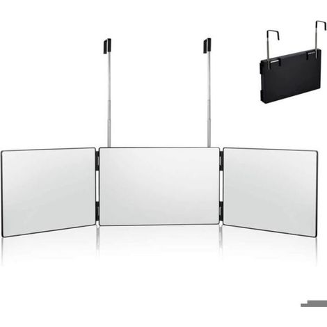 Miroir 3 Faces - Vue 360° - Hauteur Réglable - Pliable - Pour Coiffure Maquillage Rasage - ABS Et Verre - 1 Pièce (1/5)
