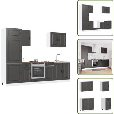 vidaXL 7-tlg. Küchenschrank-Set Kalmar Schwarz Holzwerkstoff (1/5)
