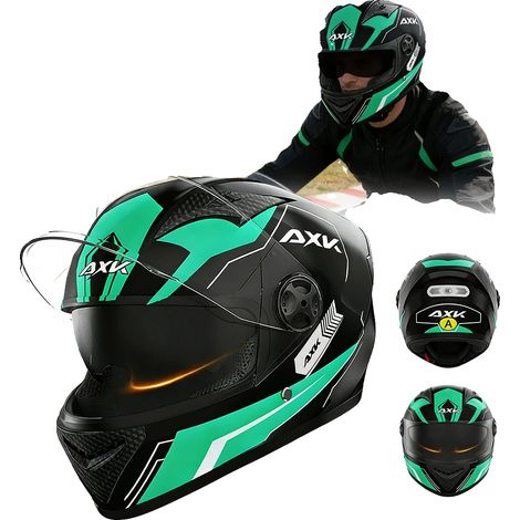 Casco integral de motocicleta, doble visera, cuello desmontable, transparente (1/2)