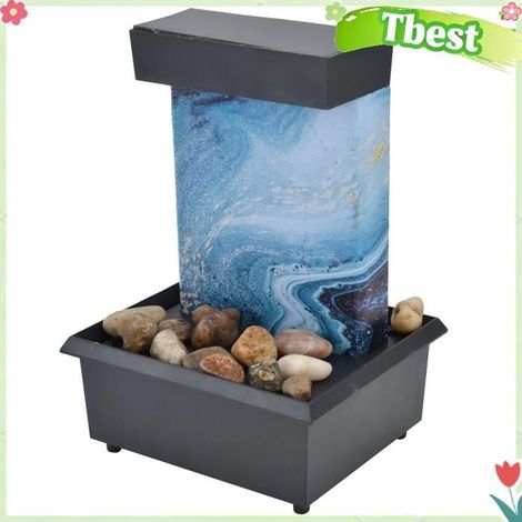 Ornement de fontaine de table USB LED, fontaine d'eau en marbre avec pierres pour la décoration de la maison et du bureau (1/4)