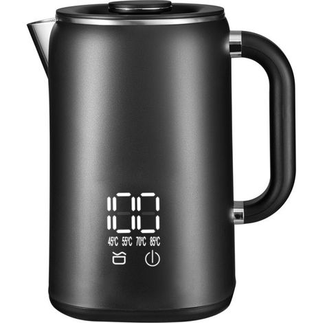 Bouilloire électrique,Écran numérique digital, 1.7 L, 5 températures,Paroi anti-brûlure,Maintien au chaud,Intérieur 304 inox