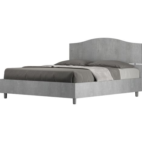 Letto Matrimoniale 160x190 cm con Rete e Contenitore Dores Cemento (1/3)