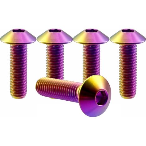 Lot de 5 Vis en Titane M5x0.8x20mm, Boulon à Tête Hexagonale Vis Porte Bidon Velo, Vis à Tête Bombée Vis De Cage de Bouteille d'eau de Bicyclette Vis à Métaux pour Moto, vélo (1/5)
