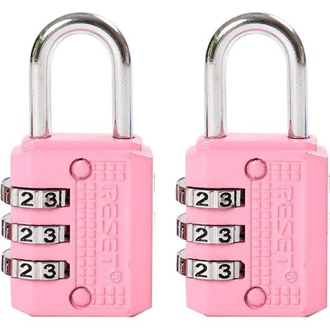 Zahlenschloss 3-stellig neu codierbar Rosa 2 Stück für Tagebücher & Boxen