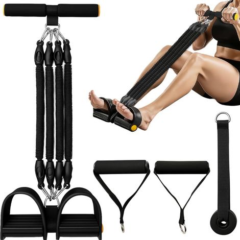 FLITI 4-Tube Natural Latex Pedal Resistance Band 25-100lb Full Body Workout (1/5)