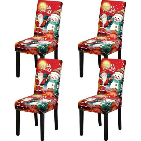 Housses de chaise de Noël, lot de 4 housses de chaise de salle à manger extensibles, protections de chaise décoratives de Noël (1/5)