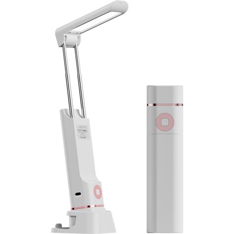 Kabellose LED-Schreibtischlampe mit verdecktem, einziehbarem Lampenarm, 3 Helligkeitsstufen, multifunktionale Lampe, kann als Taschenlampe, Handyhalterung und Powerbank verwendet werden.